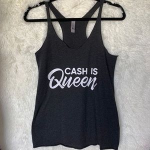 Cash is Queen Gray Flowy Racerback Tank Top Size S